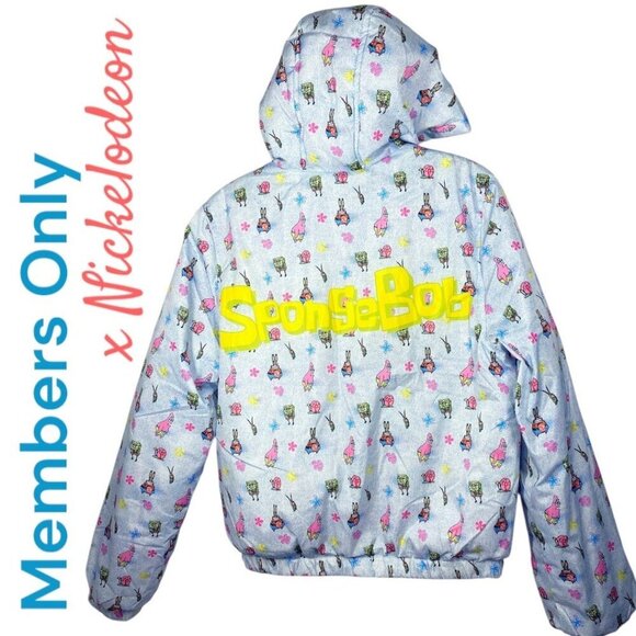 MEMBERS ONLY x NICKELODEON SPONGE BOB Full Zip Fleece Lined Puffer Jacket Medium - Picture 10 of 10